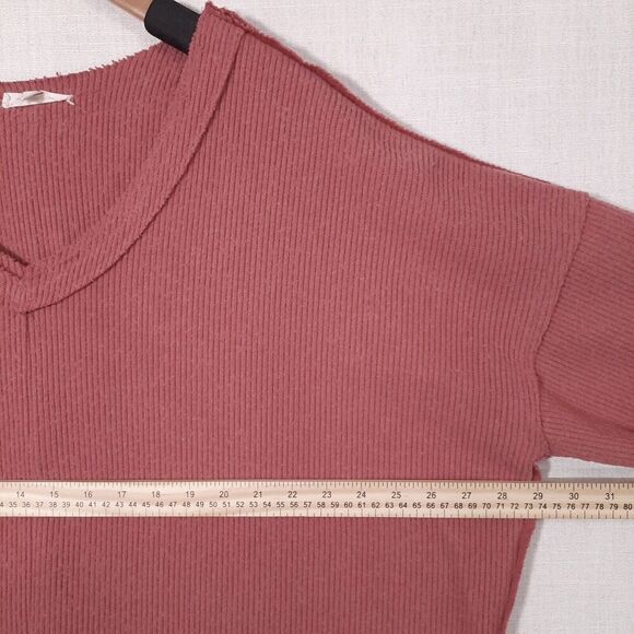 Easel Women's Oversized Chunky Knit Corduroy Boxy Sweater Size Large V-Neck - Picture 11 of 13